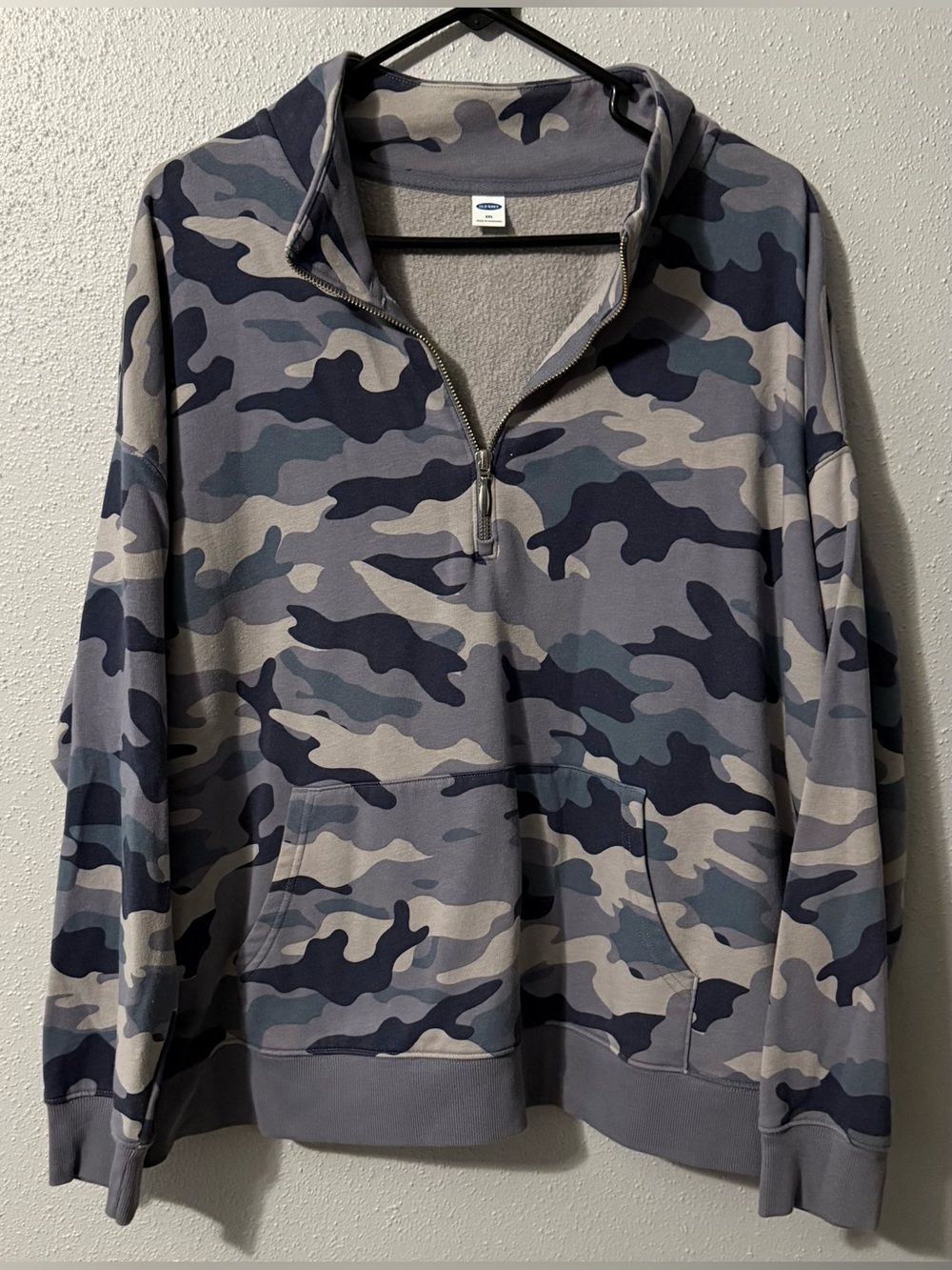 Gray Camo Quarter-Zip Pullover Sweater